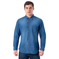 CAMISA DENIM PIONIER PARA HOMBRE - CRISTAL BEIGE H. B.